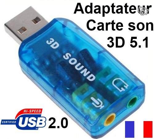 Carte Son Externe usb 5.1 Audio Micro 3D Stéréo