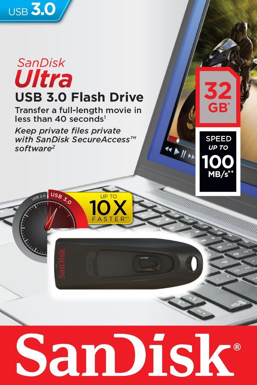 Clé USB 3.0 SanDisk Ultra 32 Go avec une vitesse de lecture