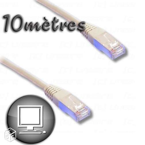 Cable ethernet RJ45 cat.6 blindé FTP 10m